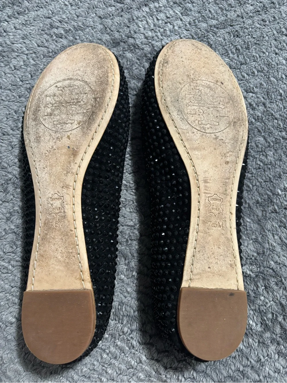 Tory Burch Black Studded Ballet Flats